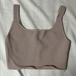 Aritzia Babaton Sculpt Knit Dusty Pink Crop Top